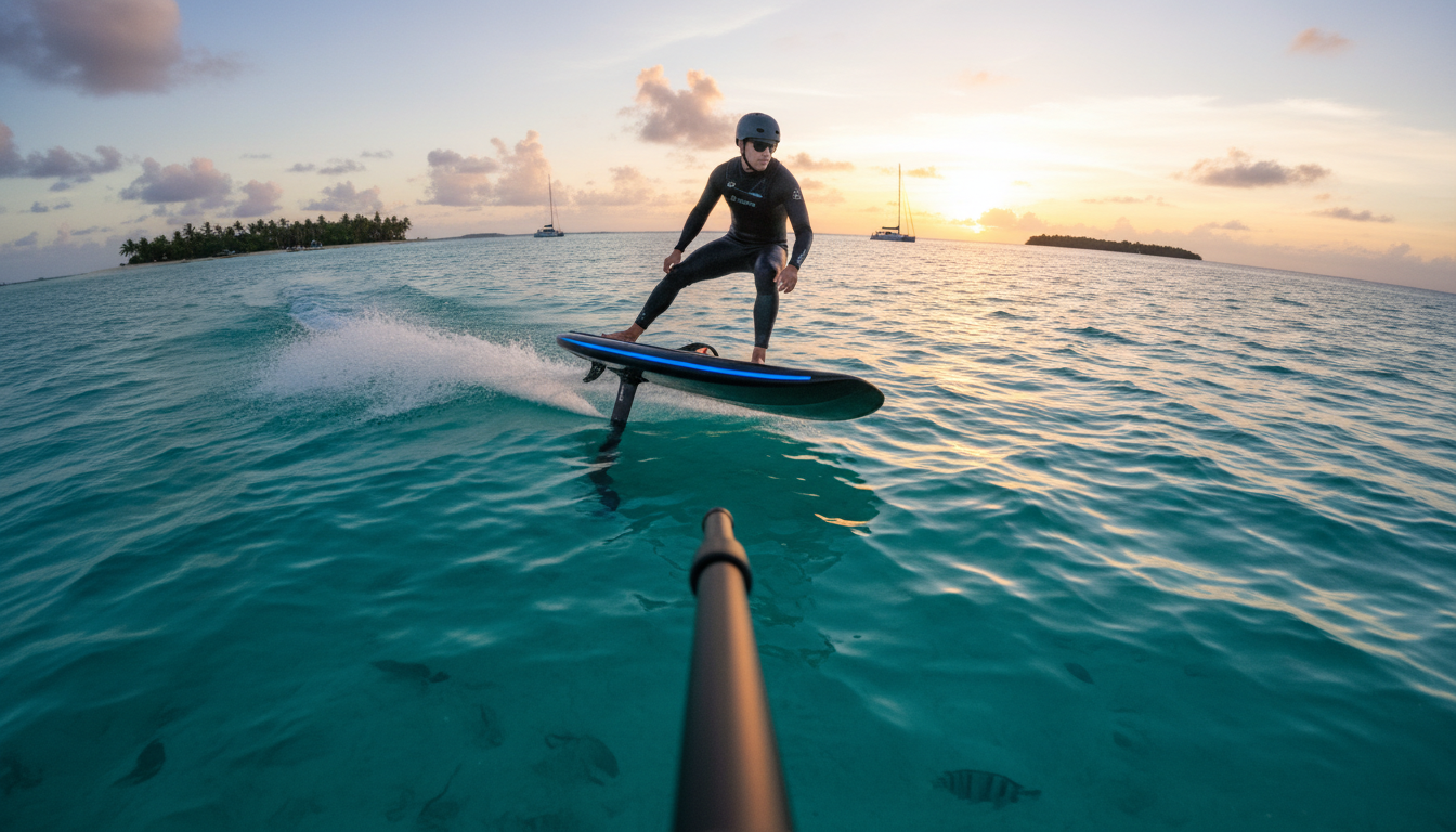 GoPro action shot capture and Electric hydrofoil boards often go together to capture